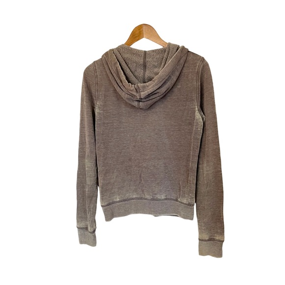 ROXY zippered acid wash distressed hoodie with pockets. - Picture 2 of 5